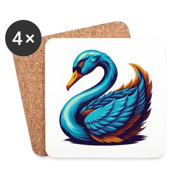 cygne coloré kawaii personnage de dessin animé clipart - Dessous de verre (lot de 4) - blanc - Devant