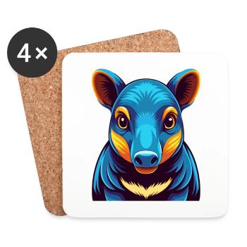 Tapir coloré Kawaii Dessin animé Personnage Clipart - Dessous de verre (lot de 4) - blanc - Devant