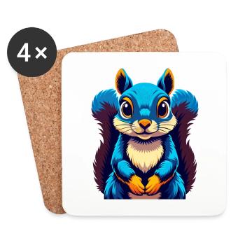 Eichhörnchen Bunte Kawaii Cartoon Figur Clipart - Untersetzer (4er-Set) - Weiß - Vorne