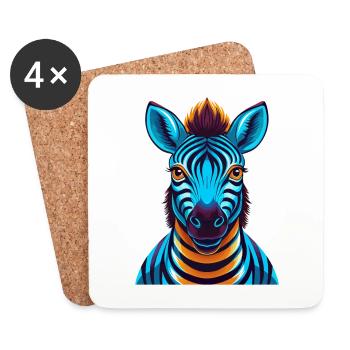Zebra Bunte Kawaii Cartoon Figur Clipart - Untersetzer (4er-Set) - Weiß - Vorne