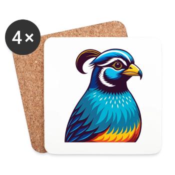 Quail Colorful Kawaii Cartoon Character Clipart - Coasters (set of 4) - white - Front