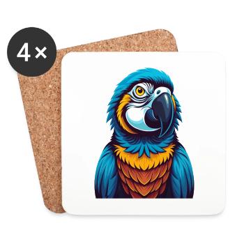 Parrot Colorful Kawaii Cartoon Character Clipart - Coasters (set of 4) - white - Front