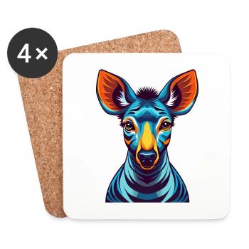 Okapi Colorful Kawaii Cartoon Character Clipart - Coasters (set of 4) - white - Front