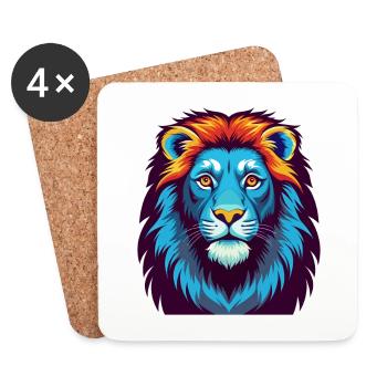Lion Colorful Kawaii Cartoon Character Clipart - Coasters (set of 4) - white - Front