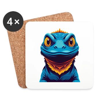 Lizard Colorful Kawaii Cartoon Character Clipart - Coasters (set of 4) - white - Front