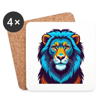 Asiatic Lion Colorful Kawaii Cartoon Character Pet - Coasters (set of 4) - white - Front