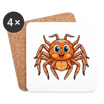 Spinne Niedliche Zeichentrickfigur Kawaii Clipart - Untersetzer (4er-Set) - Weiß - Vorne