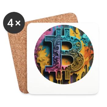 Bitcoin graffiti: Colorful and rebellious - Coasters (set of 4) - white - Front