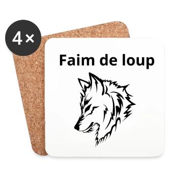 T-shirt loup humour - Dessous de verre (lot de 4) - blanc - Devant