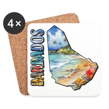 Aquarell Landkarte Barbados - Untersetzer (4er-Set) - Weiß - Vorne