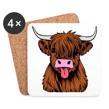 Highland bull - Coasters (set of 4) - white - Front