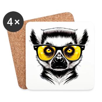 Lemur with Sunglasses - Coasters (set of 4) - white - Front