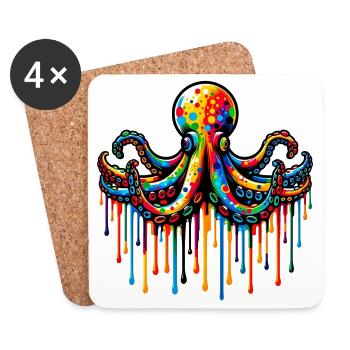 Oktopus - Untersetzer (4er-Set) - Weiß - Vorne
