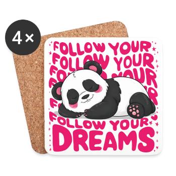 Panda - Follow your dreams - Untersetzer (4er-Set) - Weiß - Vorne