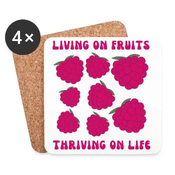 Fruitarians, Living on fruits, thriving on life - Coasters (set of 4) - white - Front