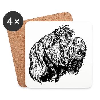 Pudelpointer se joint à la conversation - Dessous de verre (lot de 4) - blanc - Devant