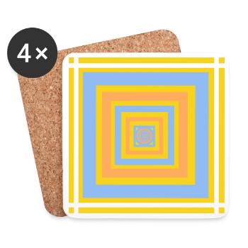 Geometrische Farbenspiele Muster - Untersetzer (4er-Set) - Weiß - Vorne