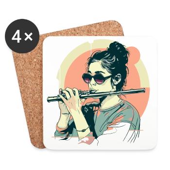 Graphic Flutists - Coasters (set of 4) - white - Front