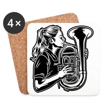 Tuba Girl - Coasters (set of 4) - white - Front