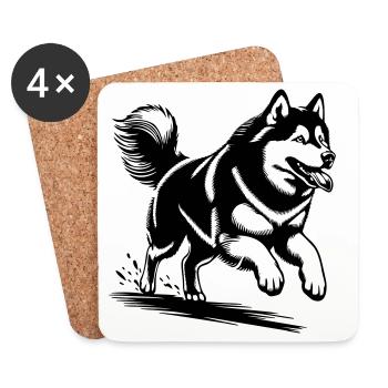 Alaskan Malamute - Coasters (set of 4) - white - Front
