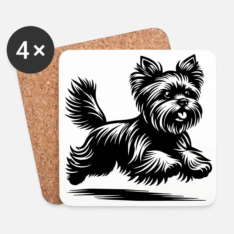 Yorkshire Terrier - Untersetzer (4er-Set) - Weiß