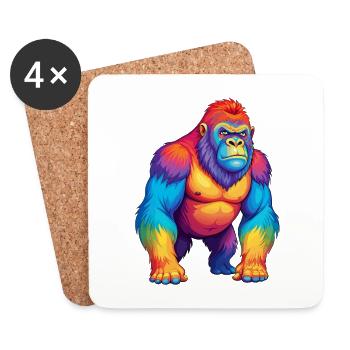 Gorilla Bunte Kawaii Cartoon Figur Clipart - Untersetzer (4er-Set) - Weiß - Vorne