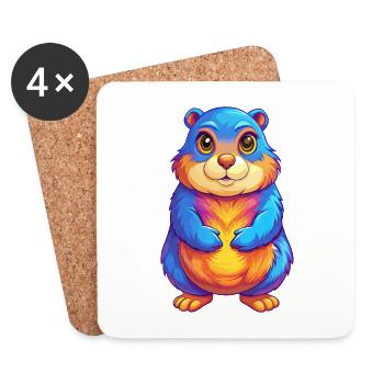 Gopher Bunte Kawaii Cartoon Figur Clipart - Untersetzer (4er-Set) - Weiß - Vorne