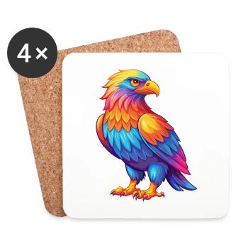 Eagle Colorful Kawaii Cartoon Character Clipart - Coasters (set of 4) - white - Front
