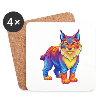 Bobcat Bunte Kawaii Cartoon Charakter Clipart - Untersetzer (4er-Set) - Weiß - Vorne