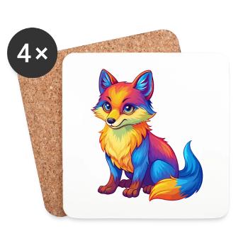 Renard arctique Personnage de dessin animé kawaii coloré - Dessous de verre (lot de 4) - blanc - Devant
