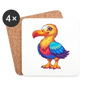 Albatross Colorful Kawaii Cartoon Character Animal - Coasters (set of 4) - white - Front
