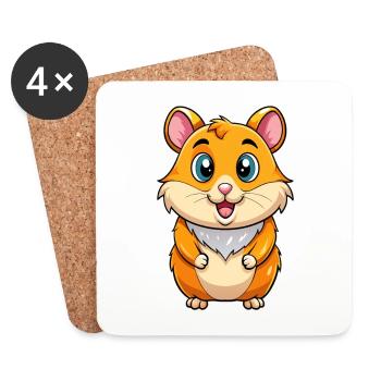 Hamster Cute Cartoon Character Kawaii Clipart - Coasters (set of 4) - white - Front