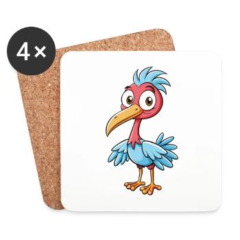 ibis mignon personnage de dessin animé kawaii clipart - Dessous de verre (lot de 4) - blanc - Devant