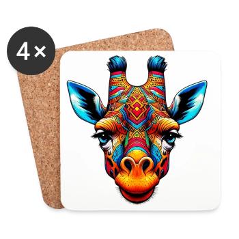 Girafe - Dessous de verre (lot de 4) - blanc - Devant