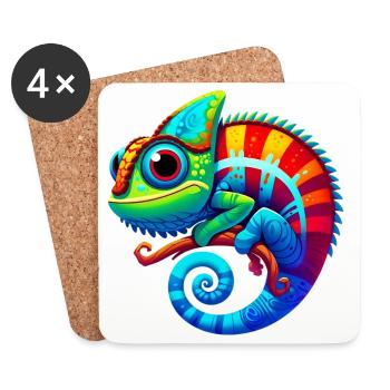 Caméléon - Dessous de verre (lot de 4) - blanc - Devant