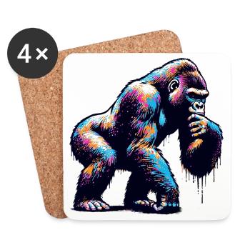 Gorilla - Coasters (set of 4) - white - Front