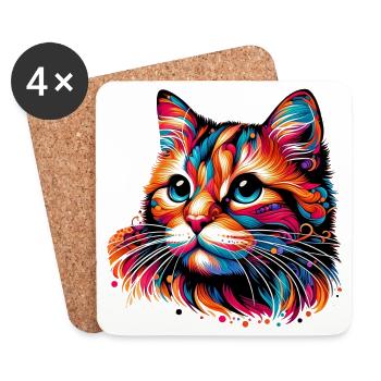 Chat - Dessous de verre (lot de 4) - blanc - Devant