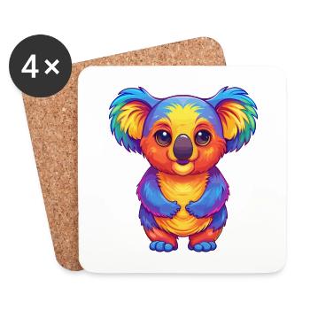 Koala Bunte Kawaii Cartoon Figur Clipart - Untersetzer (4er-Set) - Weiß - Vorne