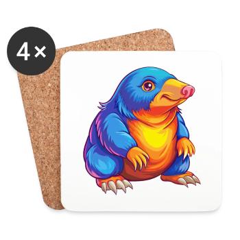 Mole Colorful Kawaii Cartoon Character Clipart - Coasters (set of 4) - white - Front