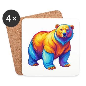 Ours polaire Personnage de dessin animé kawaii coloré - Dessous de verre (lot de 4) - blanc - Devant