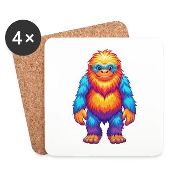 Yeti Colorful Kawaii Cartoon Character Clipart - Coasters (set of 4) - white - Front