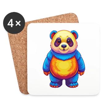 Panda Bunte Kawaii Cartoon Figur Clipart - Untersetzer (4er-Set) - Weiß - Vorne