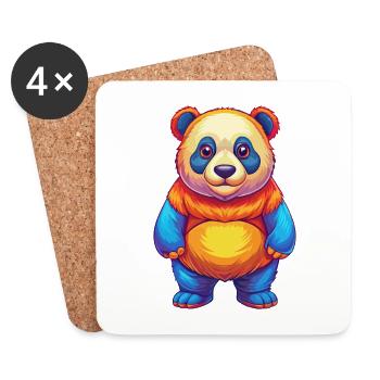Panda Bunte Kawaii Cartoon Figur Clipart - Untersetzer (4er-Set) - Weiß - Vorne