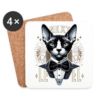 Cornish Rex Suit Next Level Cat Gift - Coasters (set of 4) - white - Front