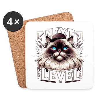 Chat Birman Sacré Chat Birman Gangsta Cadeau - Dessous de verre (lot de 4) - blanc - Devant