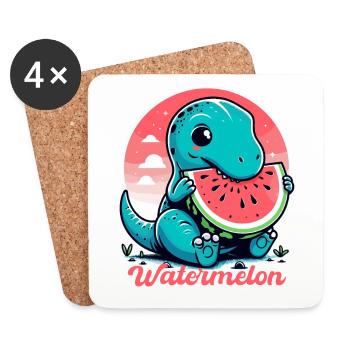 Süßer T-Rex Wassermelone Sommer Geschenk - Untersetzer (4er-Set) - Weiß - Vorne