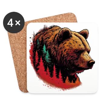 Bär - Untersetzer (4er-Set) - Weiß - Vorne