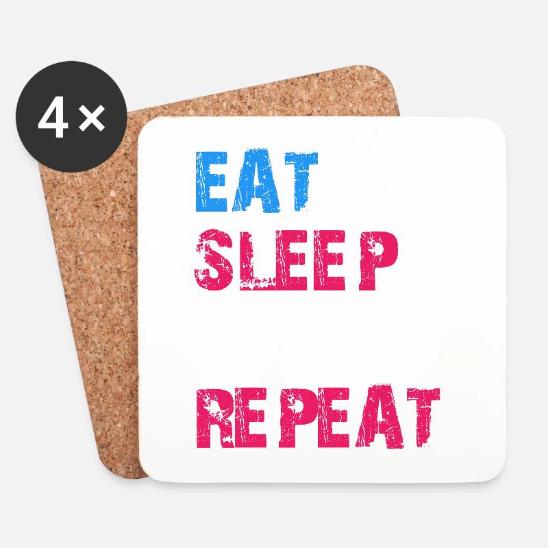 EAT SLEEP CRYPTO REPEAT - Untersetzer (4er-Set) - Weiß