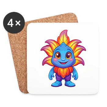 Seelilie Buntes Kawaii Cartoon Meerestier - Untersetzer (4er-Set) - Weiß - Vorne