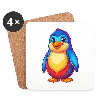 Penguin Colorful Kawaii Cartoon Sea Animal - Coasters (set of 4) - white - Front